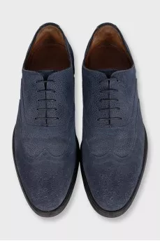 Men's blue suede lace-up brogues