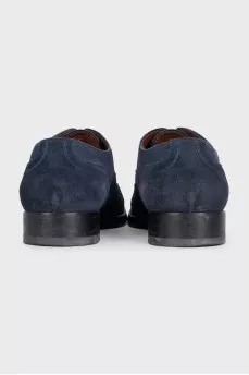 Men's blue suede lace-up brogues