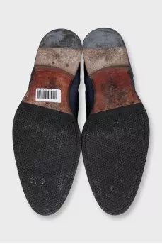Men's blue suede lace-up brogues
