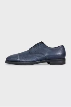 Men's blue leather lace-up shoes