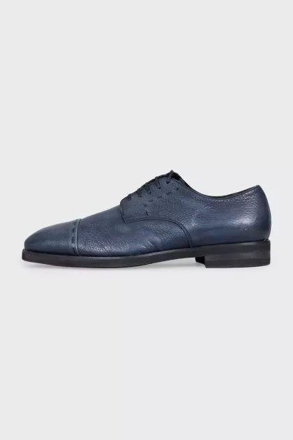 Men's blue leather lace-up shoes