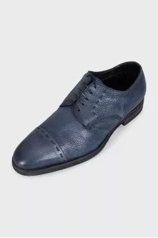 Men's blue leather lace-up shoes