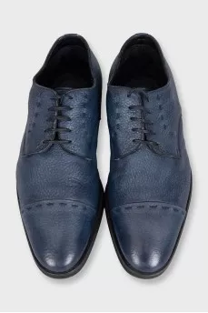 Men's blue leather lace-up shoes