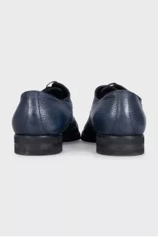 Men's blue leather lace-up shoes