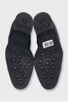 Men's blue leather lace-up shoes