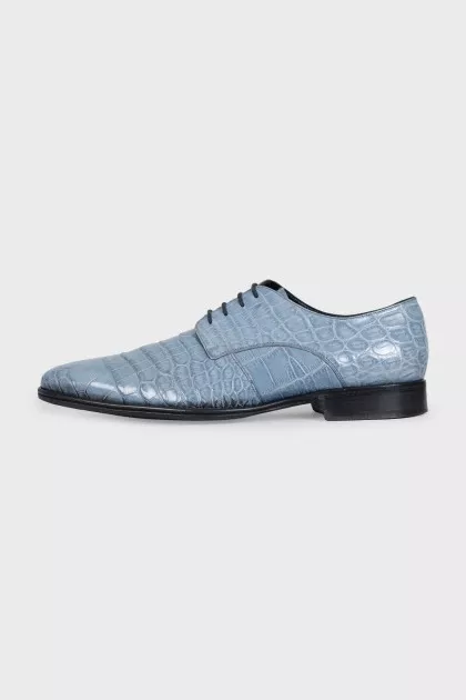 Men's embossed leather lace-up shoes