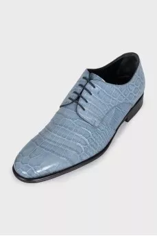 Men's embossed leather lace-up shoes