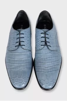 Men's embossed leather lace-up shoes