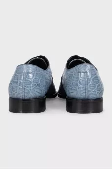 Men's embossed leather lace-up shoes