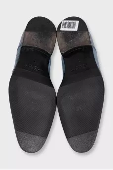 Men's embossed leather lace-up shoes