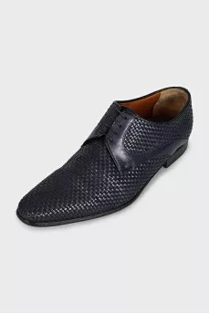 Men's leather shoes with weaving