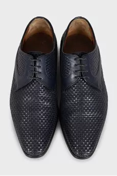 Men's leather shoes with weaving