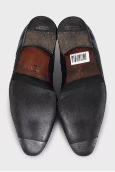 Men's leather shoes with weaving