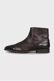 Men's insulated leather boots with a zipper