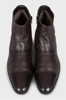 Men's insulated leather boots with a zipper