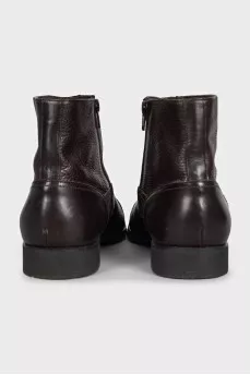 Men's insulated leather boots with a zipper