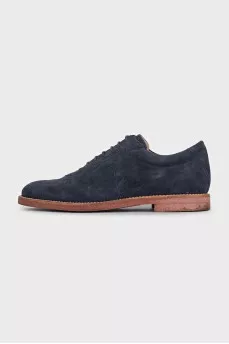Men's blue suede lace-up shoes