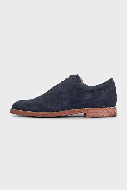 Men's blue suede lace-up shoes