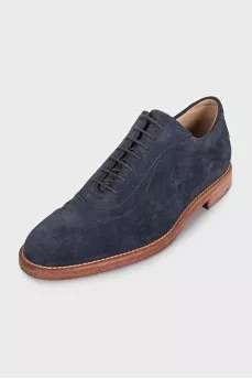 Men's blue suede lace-up shoes