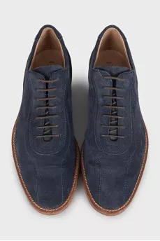 Men's blue suede lace-up shoes