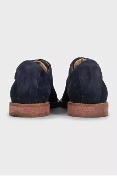 Men's blue suede lace-up shoes