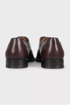 Men's brown leather shoes with perforated toes