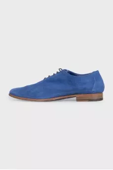 Men's blue suede lace-up shoes