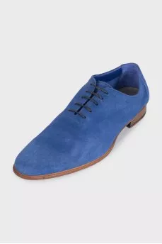 Men's blue suede lace-up shoes