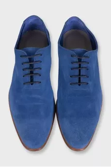 Men's blue suede lace-up shoes