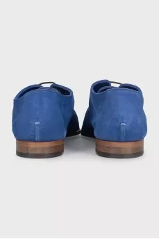 Men's blue suede lace-up shoes