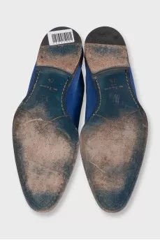 Men's blue suede lace-up shoes