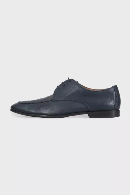 Men's blue leather lace-up loafers