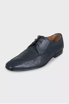 Men's blue leather lace-up loafers