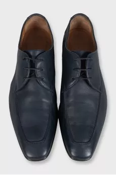 Men's blue leather lace-up loafers