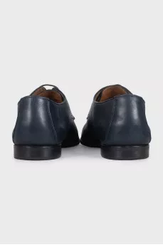Men's blue leather lace-up loafers