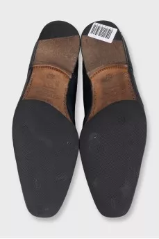 Men's blue leather lace-up loafers