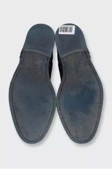 Мужские броги из синей кожи