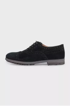 Men's black suede lace-up brogues