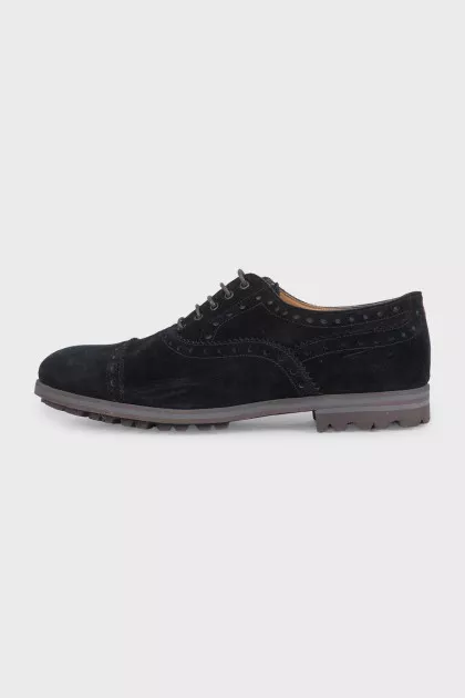 Men's black suede lace-up brogues