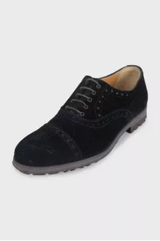 Men's black suede lace-up brogues