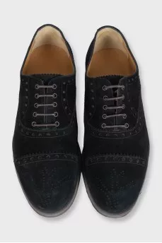 Men's black suede lace-up brogues