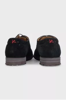 Men's black suede lace-up brogues