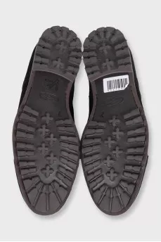 Men's black suede lace-up brogues