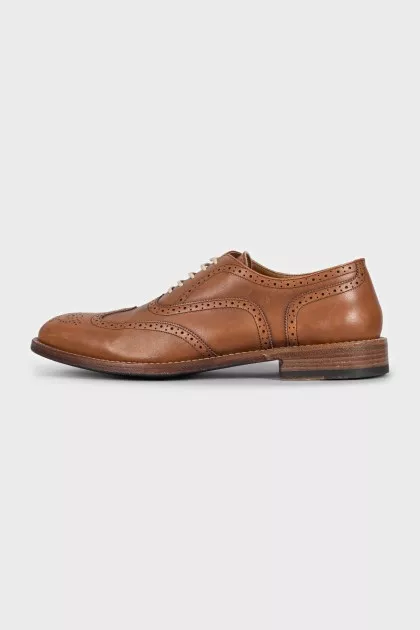 Men's brown leather lace-up brogues