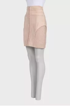 Suede straight-cut skirt with a zipper