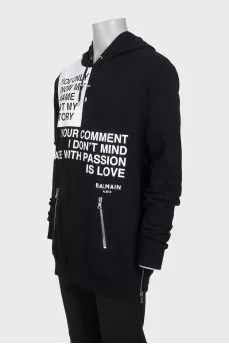Men's longline printed hoodie with tag