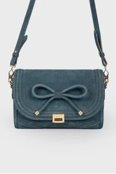 Emerald leather bag with bow