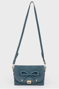 Emerald leather bag with bow