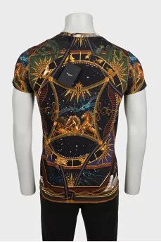 Men's black printed T-shirt with tag