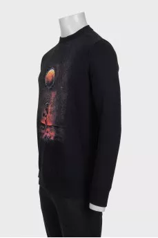 Мужской черный свитшот с принтом с биркой